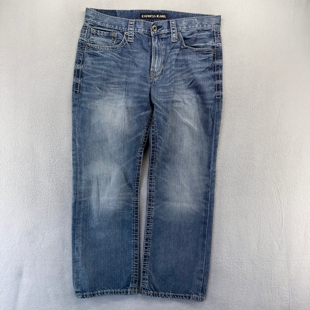 Vintage Express Jeans Mens 36x30 Blue Blake Loose Fit Bootcut Denim Baggy y2k
